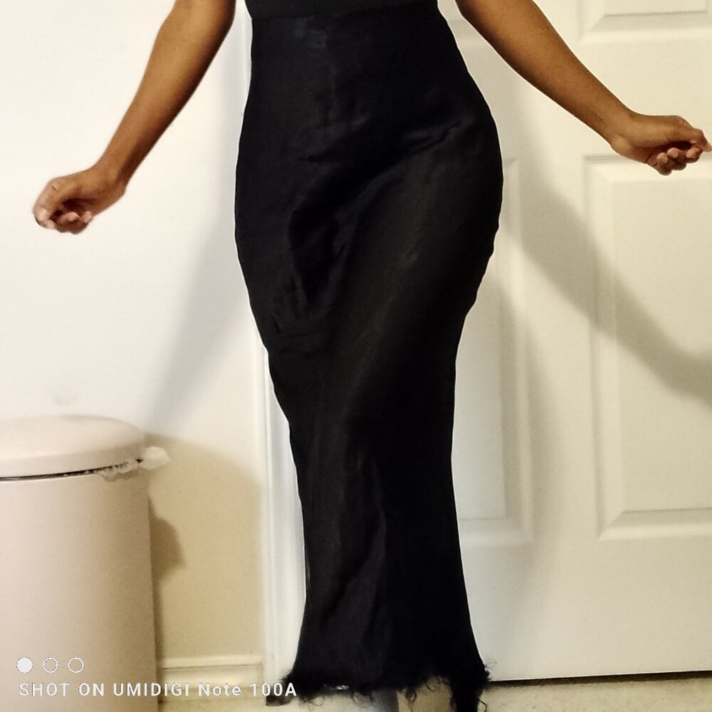 Black Maxi Satin Skirt